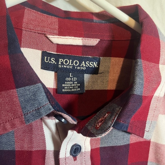 U.S. Polo Assn. Red and Navy Plaid Shirt - Picture 3 of 5